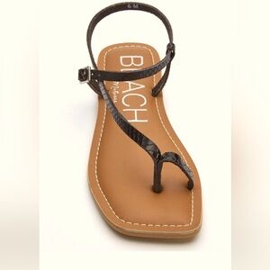 NWT Beach by Matisse Gelato Black Leather Lizard Embossed Sandals size 7M